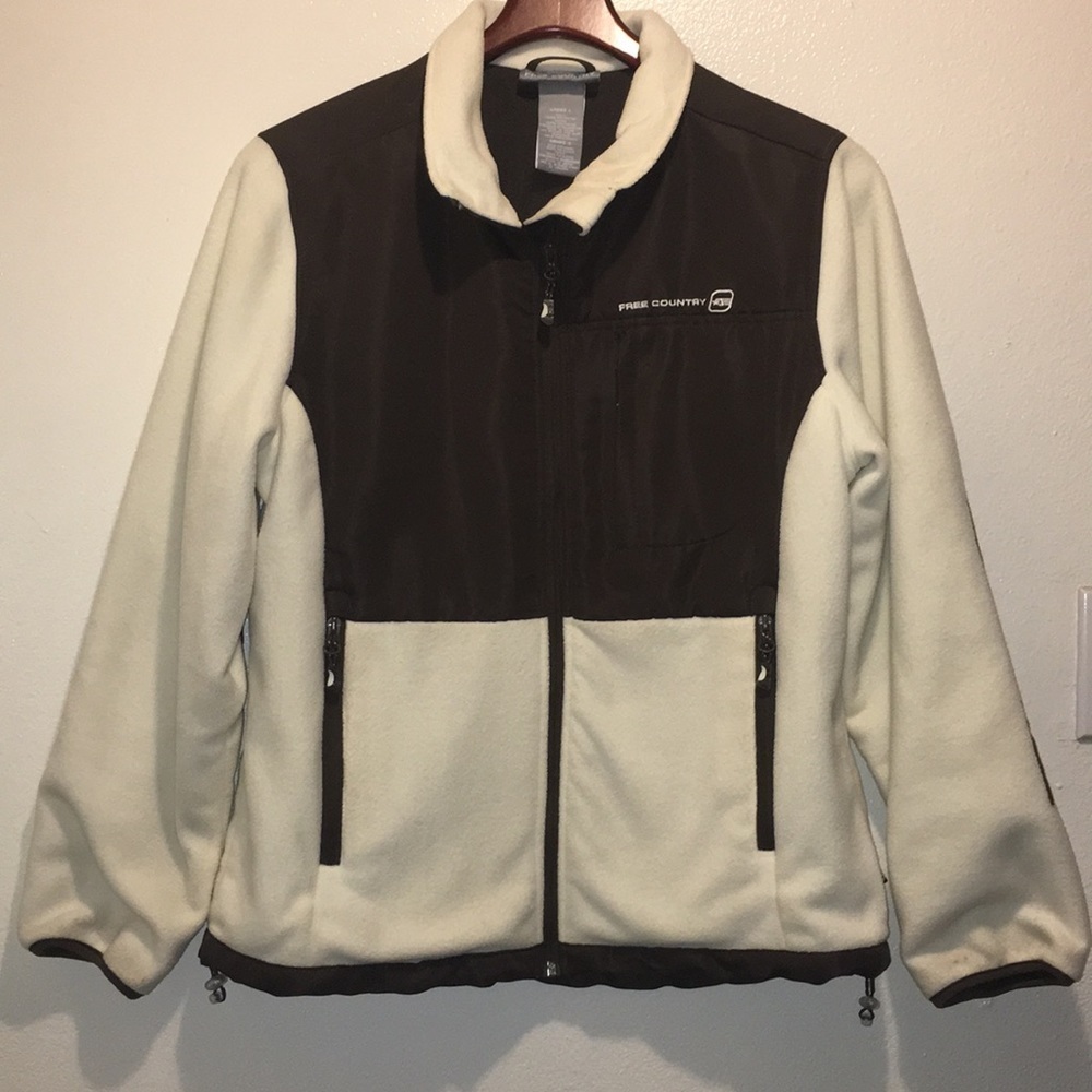 Free Country Cream & Brown Fleece Full Zip Jacket